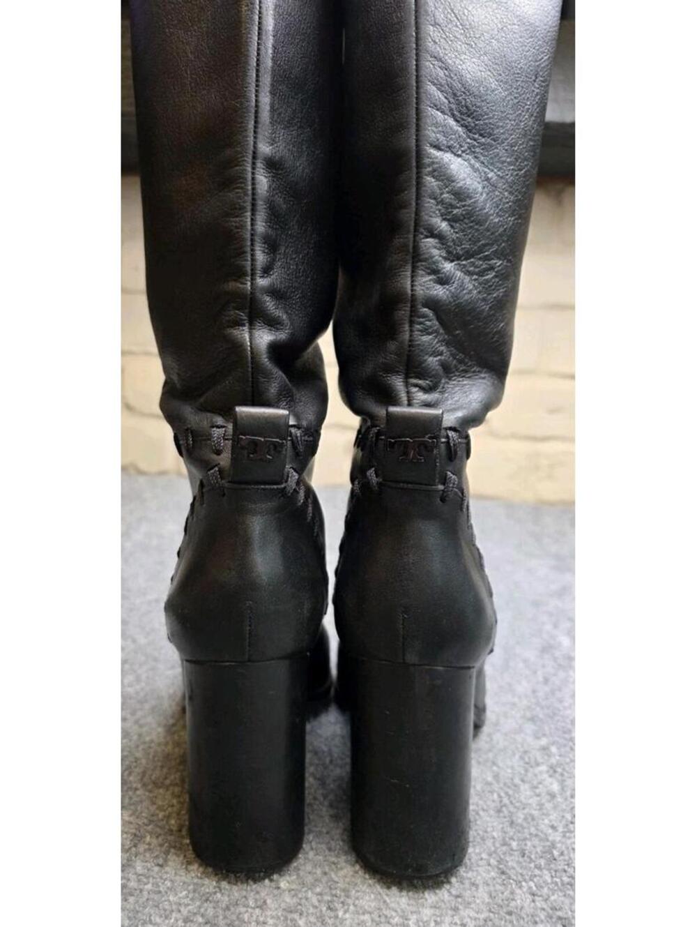 Tory Burch Contraire Block Heel Leather Boot Black Size 9 - Picture 3 of 15